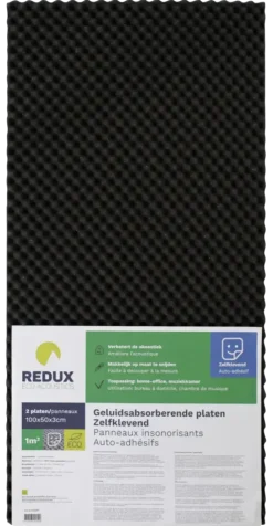Geluidsisolatie > Redux geluidabsorberende plaat zelfklevend zwart 100 x 50 x 3 cm 2 stuks