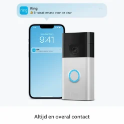 Intercoms & Deurbellen|Elektronische Beveiliging > Ring Video Deurbel Satijn Nikkel