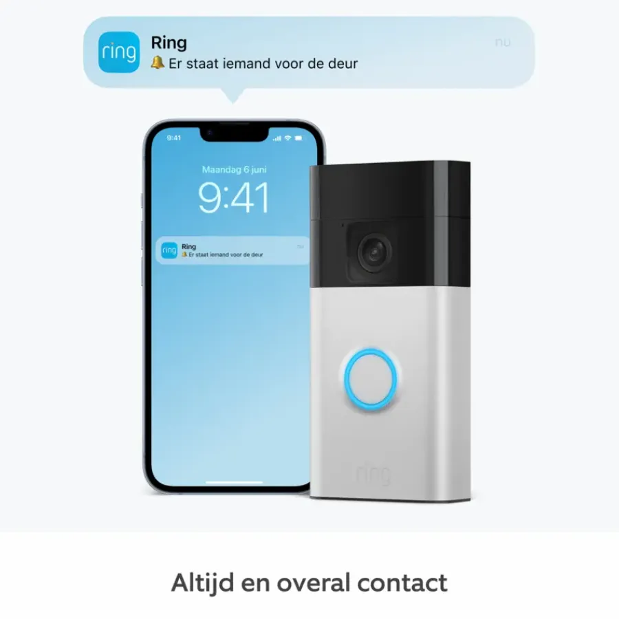 Intercoms & Deurbellen|Elektronische Beveiliging > Ring Video Deurbel Satijn Nikkel