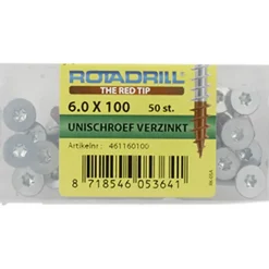 Rotadrill schroef universeel platkop T25 verzinkt 6x100 mm 50 stuks