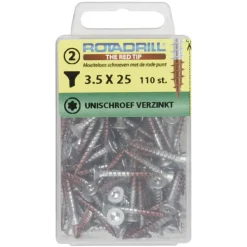 Rotadrill Torx schroeven platkop verzinkt 3,5x25 mm - 110 stuks