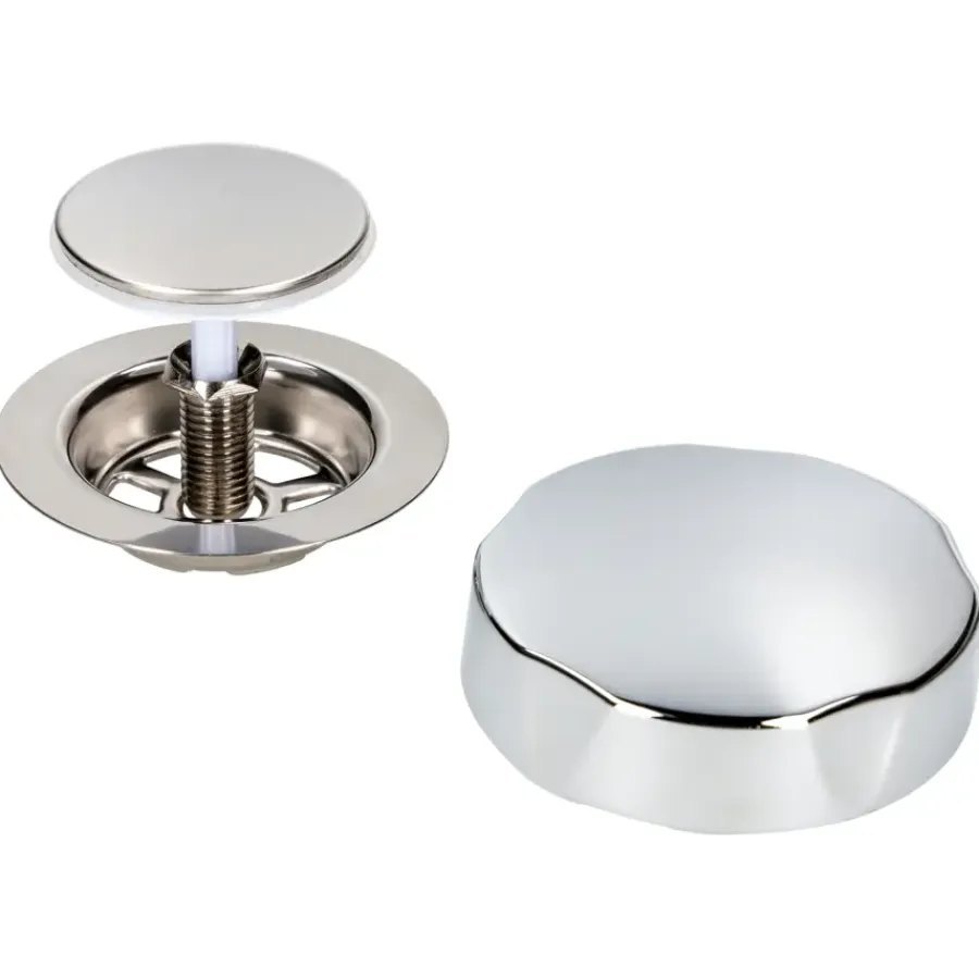 Afvoerbuizen & Hulpstukken|Toilet Onderdelen > Sanivesk Afvoerplug Bad + Knop Chroom