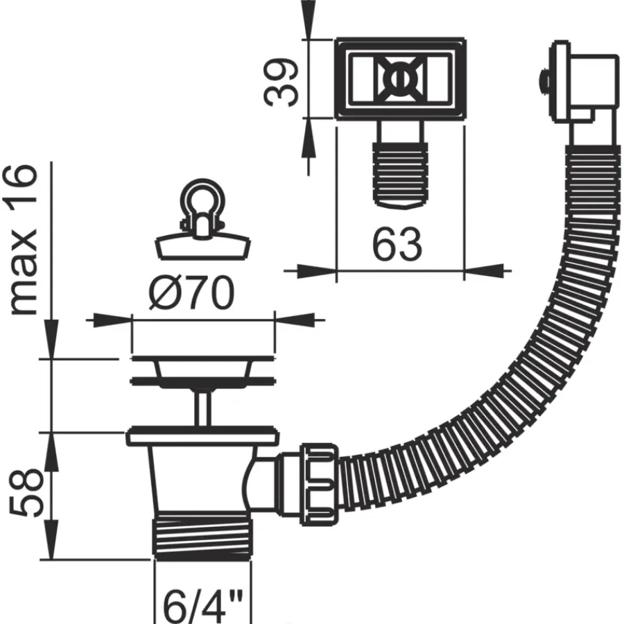 Afvoerbuizen & Hulpstukken > Sanivesk Afvoerplug 6/4 + Overloop