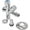 Wasmachine Accessoires > Sanivesk hoekstopkraan dubbele knelfitting met rozet en slangkop 1/2Mx10mmx3/4M chroom