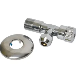 Sanitair Aansluitmateriaal > Sanivesk Hoekstopkraan + Rozet 1/2"Mx10mm Chroom
