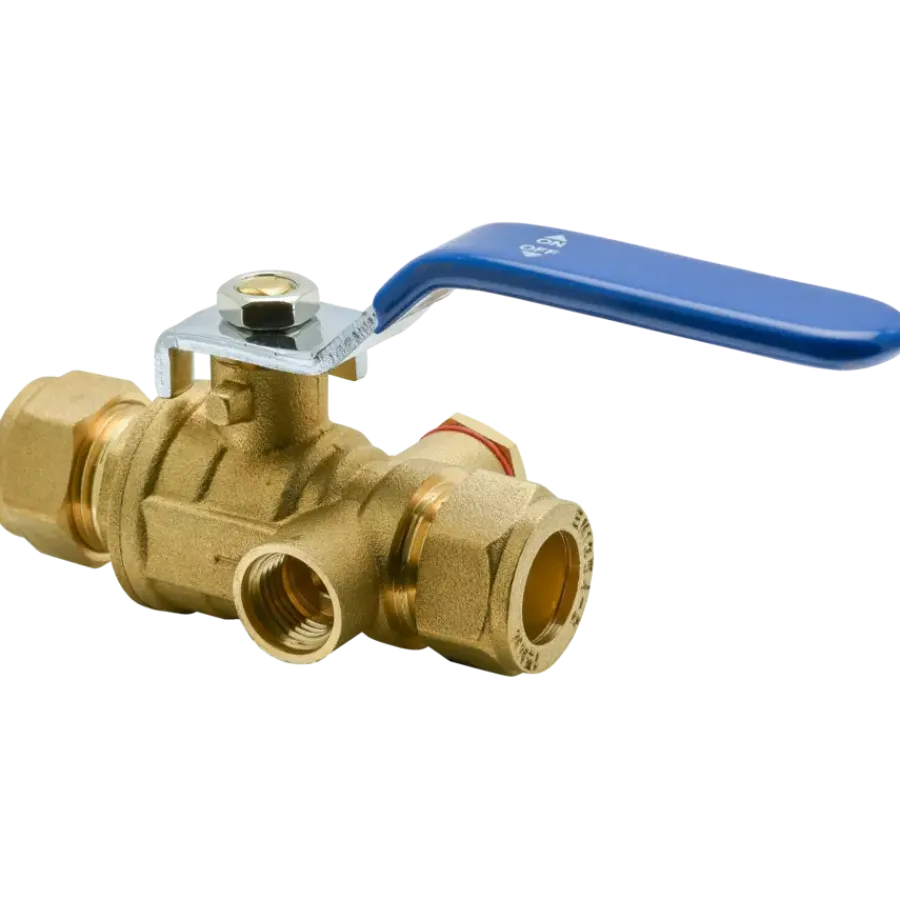 Sanitair Aansluitmateriaal > Sanivesk Kogelkraan Knel + Aftap 15x15mm
