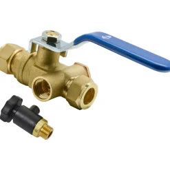 Sanitair Aansluitmateriaal > Sanivesk Kogelkraan Knel + Aftap 22x22mm