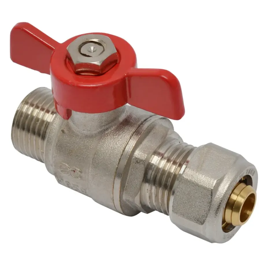Sanitair Aansluitmateriaal > Sanivesk Kogelkraan Meerlagen Vlinder 1/2"Mx16mm-2mm