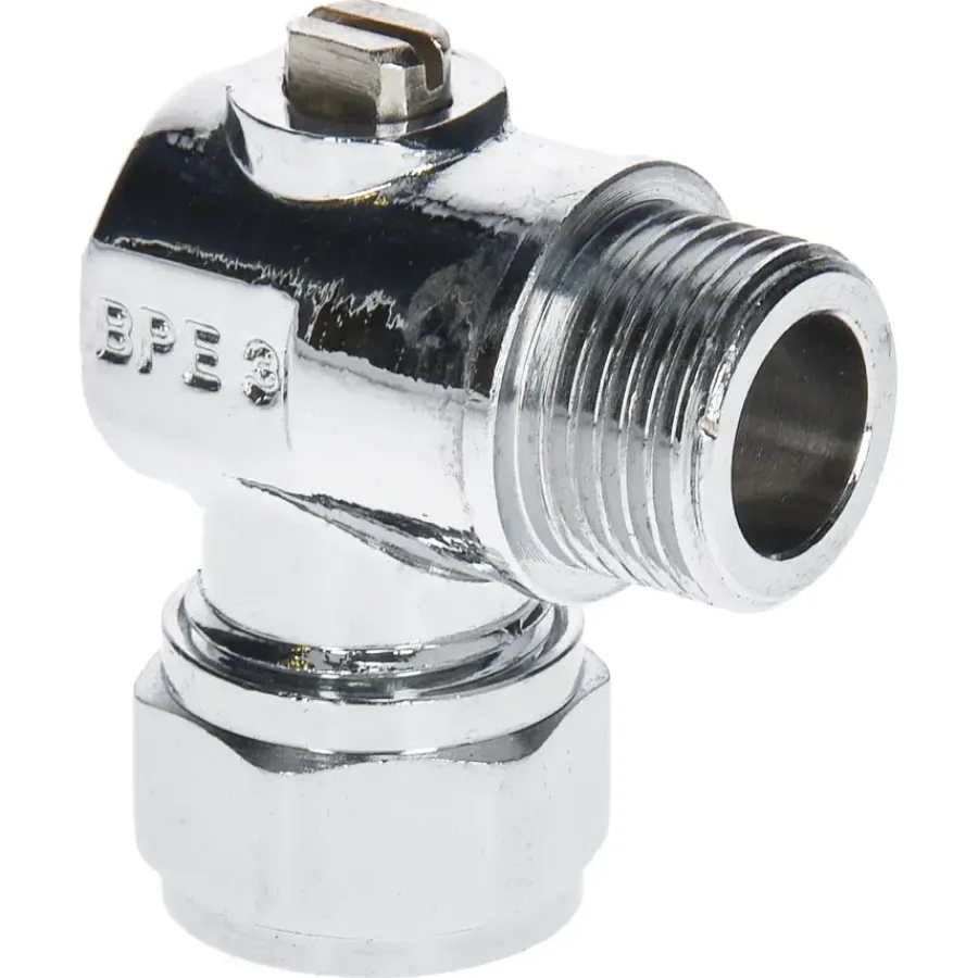 Sanitair Aansluitmateriaal > Sanivesk Kogelkraan Mini Haaks Knel 12mmx3/8"M Chroom