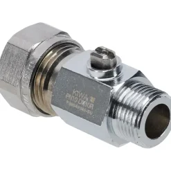Sanitair Aansluitmateriaal > Sanivesk Kogelkraan Mini Recht Knel 15mmx3/8"M Chroom