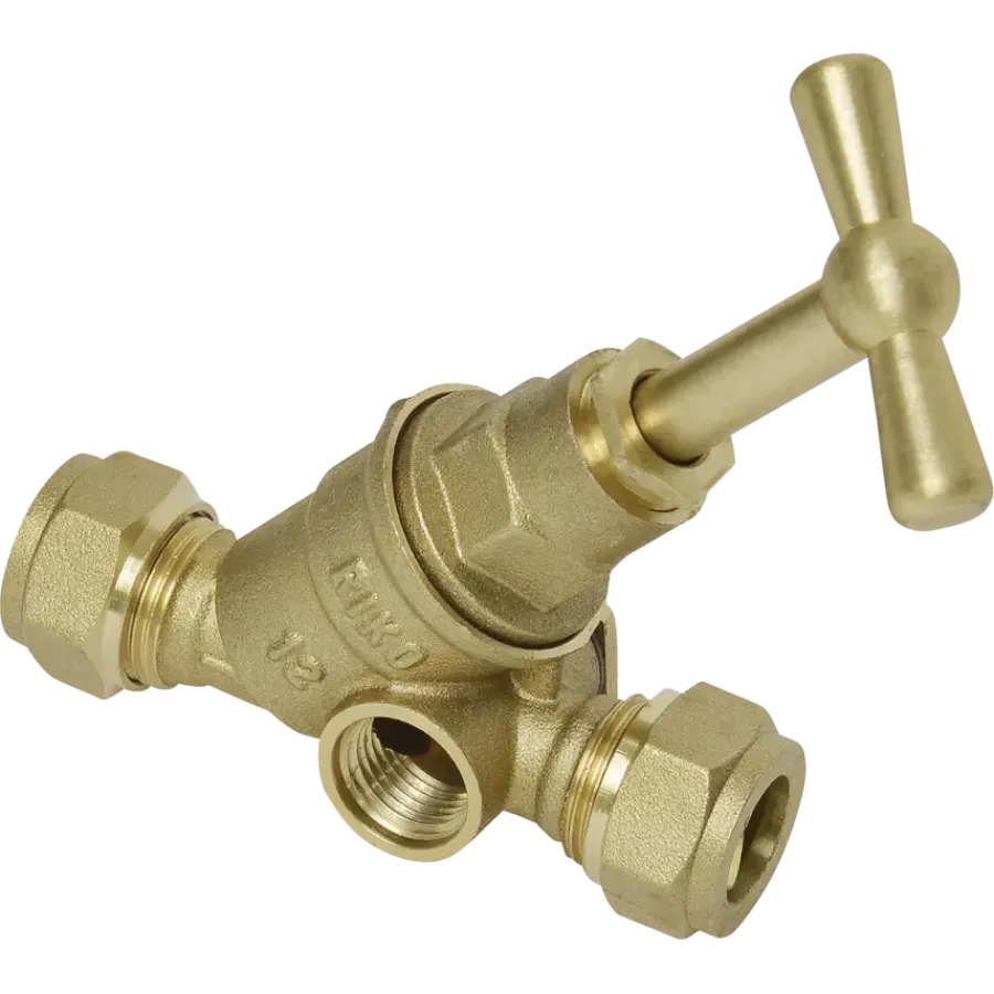 Sanitair Aansluitmateriaal > Sanivesk Stopkraan Knel + Aftap 15x15mm