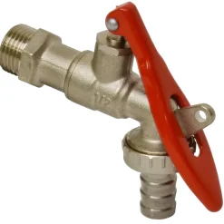 Sanitair Aansluitmateriaal > Sanivesk Tapkraan Hendel + Slangkoppeling 1/2"Mx3/4"M Nikkel