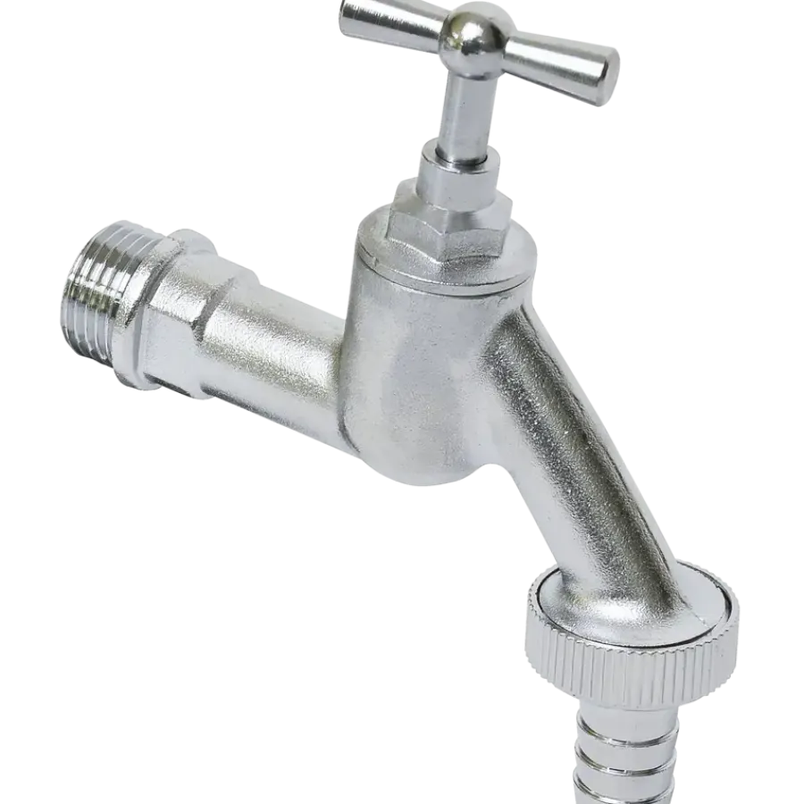 Sanitair Aansluitmateriaal > Sanivesk Tapkraan + Slangkoppeling 1/2"Mx3/4"M Chroom