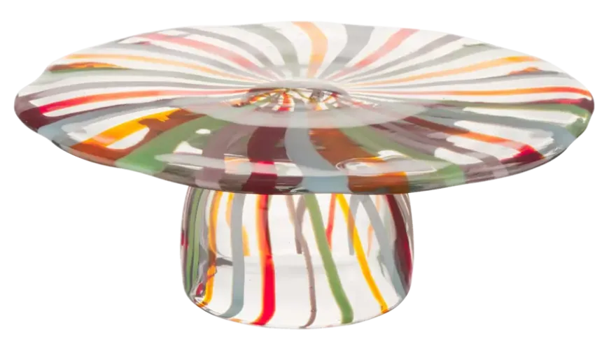 Schaal glas multicolor op voet