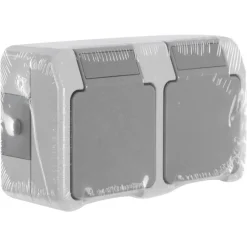 Buiten Schakelmateriaal|Opbouw Schakelmateriaal > Schneider Electric Aquastar spatwaterdicht geaard stopcontact dubbel horizontaal