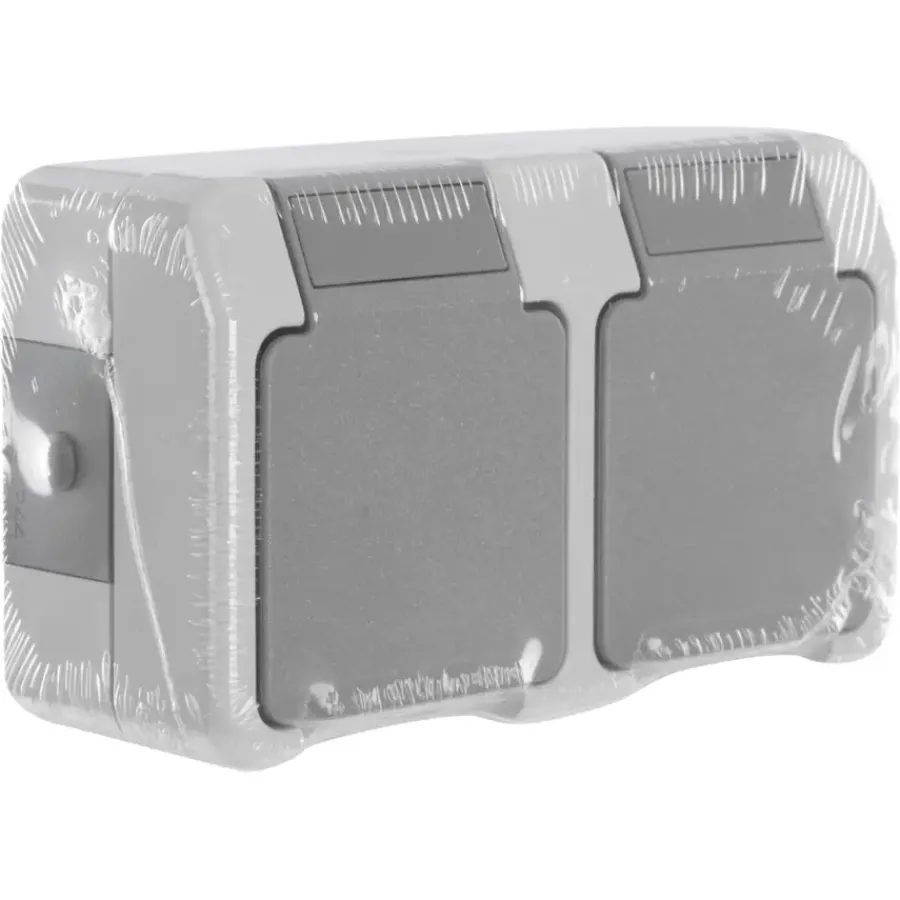 Buiten Schakelmateriaal|Opbouw Schakelmateriaal > Schneider Electric Aquastar spatwaterdicht geaard stopcontact dubbel horizontaal