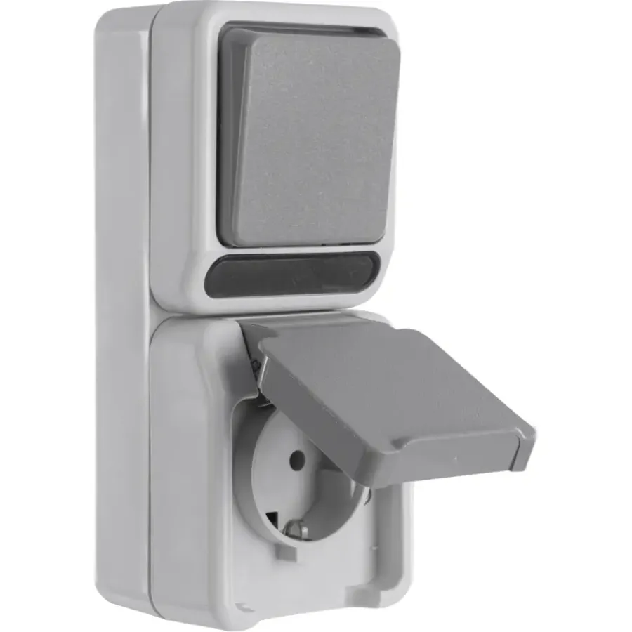 Buiten Schakelmateriaal|Opbouw Schakelmateriaal > Schneider Electric Aquastar spatwaterdicht Combinatie wissel/ 1-polig RA