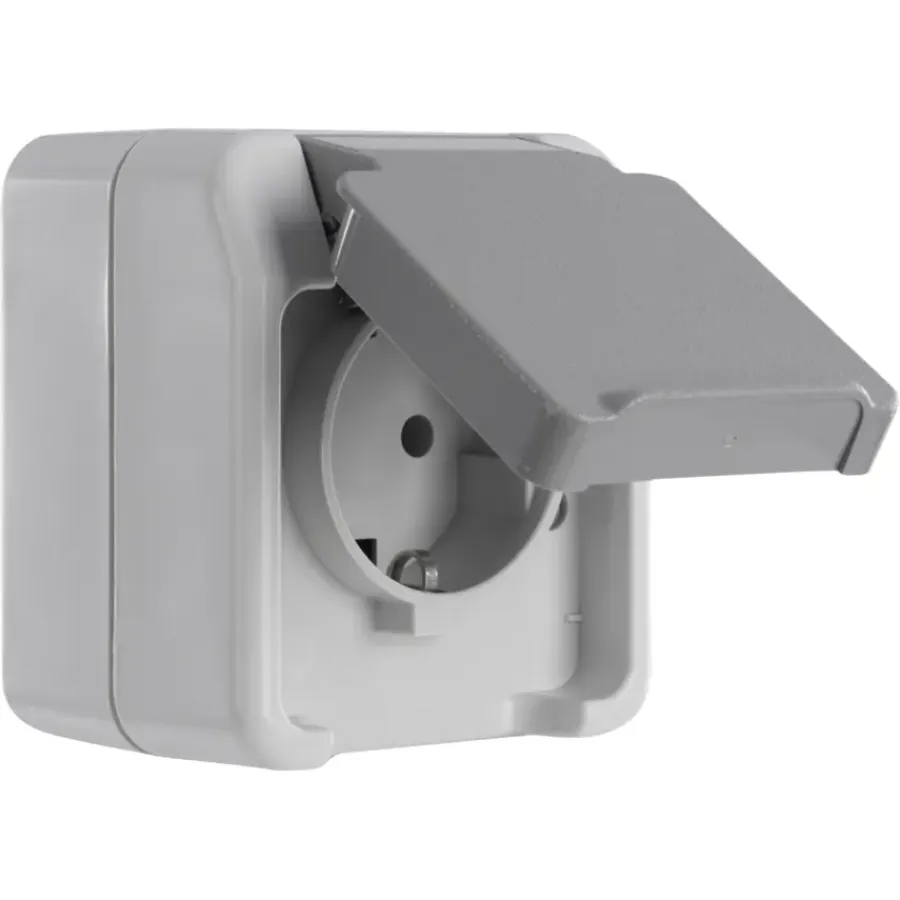 Buiten Schakelmateriaal|Opbouw Schakelmateriaal > Schneider Electric Aquastar spatwaterdicht Stopcontact Enkel RA