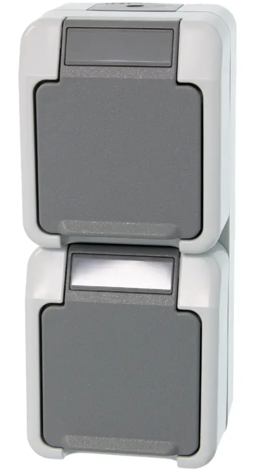 Buiten Schakelmateriaal|Opbouw Schakelmateriaal > Schneider Electric Aquastar spatwaterdicht Stopcontact Dubbel RA verticaal
