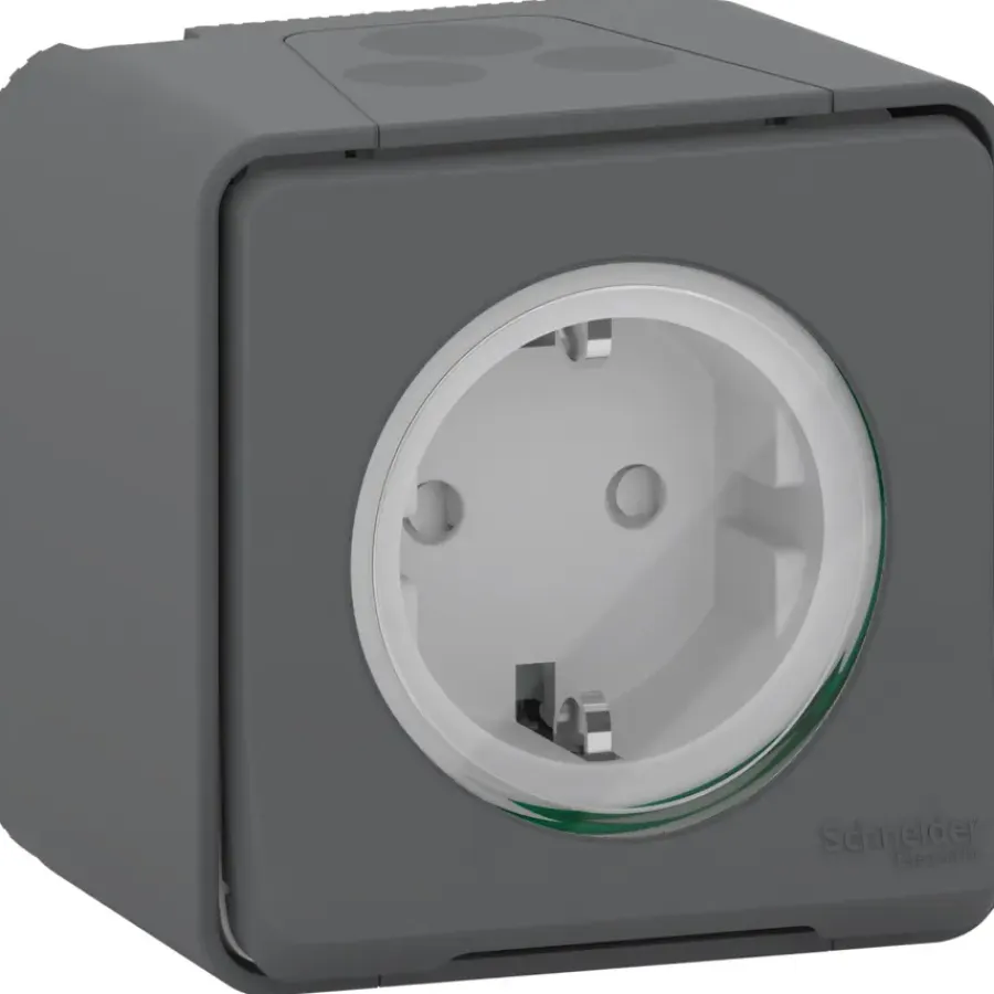 Buiten Schakelmateriaal|Opbouw Schakelmateriaal > Schneider Electric Mureva Styl wandcontactdoos 1-voudig IP55 antraciet