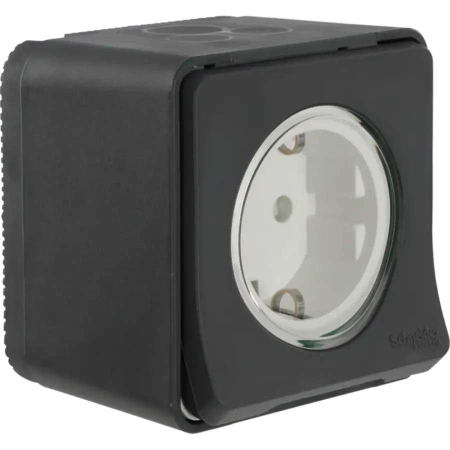 Buiten Schakelmateriaal|Opbouw Schakelmateriaal > Schneider Electric Mureva Styl wandcontactdoos 1-voudig IP55 antraciet