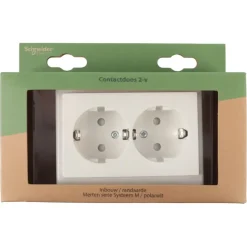 Inbouw Schakelmateriaal|Stopcontacten & Overige Contactdozen > Schneider Electric Schneider Merten System-M Dubbel Geaard Stopcontact Polarwit