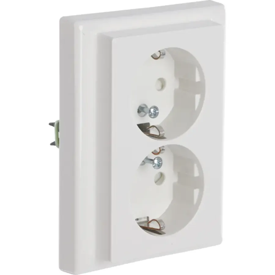 Inbouw Schakelmateriaal|Stopcontacten & Overige Contactdozen > Schneider Electric Schneider Merten System-M Dubbel Geaard Stopcontact Polarwit