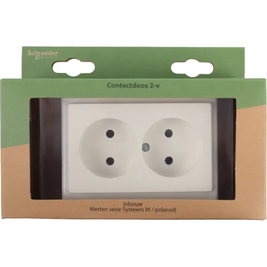 Inbouw Schakelmateriaal|Stopcontacten & Overige Contactdozen > Schneider Electric Schneider Merten System-M Dubbel Stopcontact Polarwit