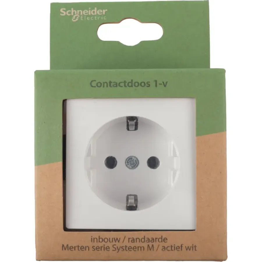 Inbouw Schakelmateriaal|Stopcontacten & Overige Contactdozen > Schneider Electric Schneider Merten System-M Enkel Geaard Stopcontact Actief Wit
