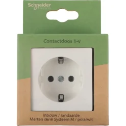 Inbouw Schakelmateriaal|Stopcontacten & Overige Contactdozen > Schneider Electric Schneider Merten System-M Enkel Geaard Stopcontact Polarwit