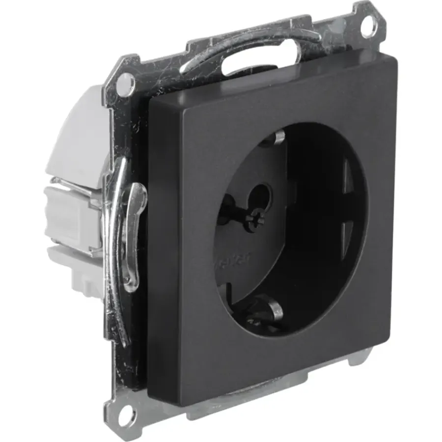 Inbouw Schakelmateriaal|Stopcontacten & Overige Contactdozen > Schneider Electric Schneider Merten System-M Enkel Geaard Stopcontact Antraciet