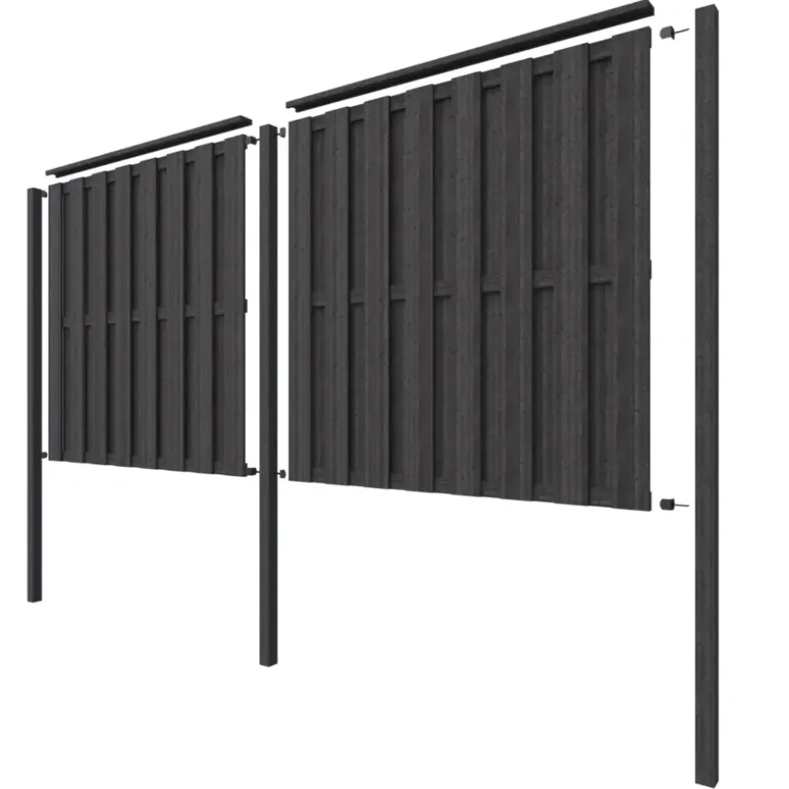 Schutting startpakket Royal grenen hout antraciet 3,8 m lang