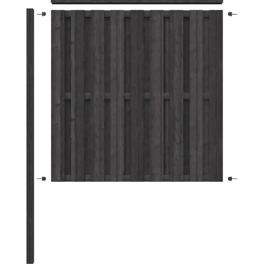 Schutting volgpakket Royal grenen hout antraciet 1,9 m lang