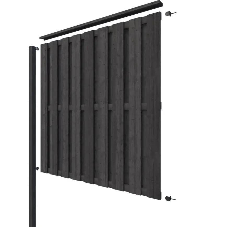 Schutting volgpakket Royal grenen hout antraciet 1,9 m lang