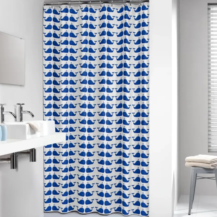 Sealskin douchegordijn whale 180x200cm blauw