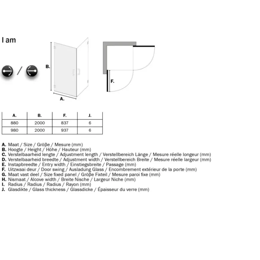 Sealskin Swingdeur voor Hoekinstap I AM 200x100 cm Chroom