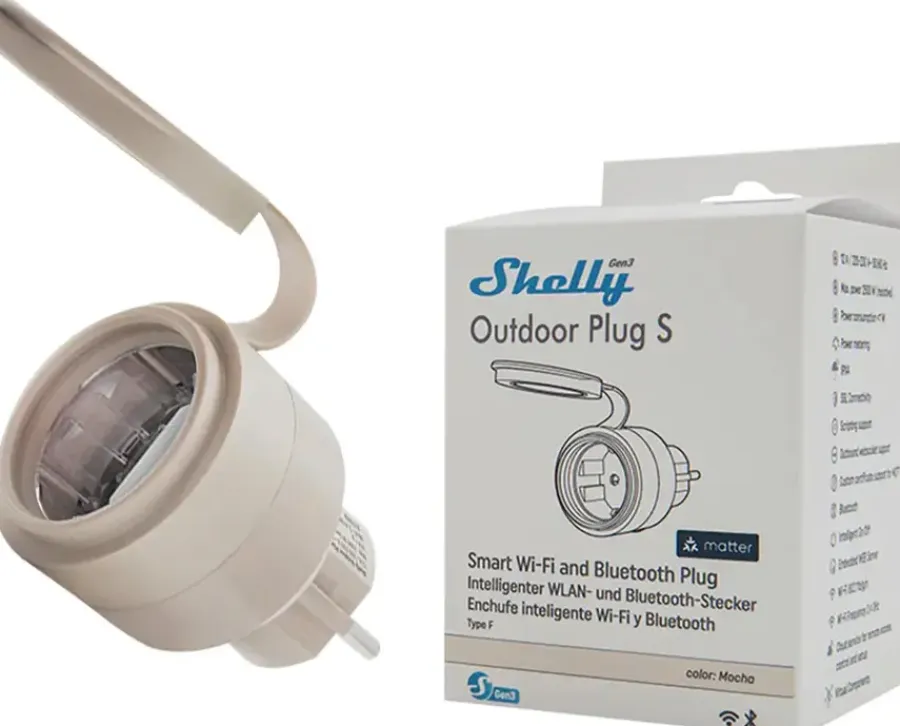 Stekkers|Schakelaars > SHELLY Outdoor Plug S Gen3 slimme stekker & energiemeter WiFi Bluetooth IP44