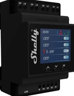 Meetapparatuur > SHELLY Pro 4PM slimme schakelaar & energiemeter WiFi Bluetooth DIN-rail (4-kanaals)