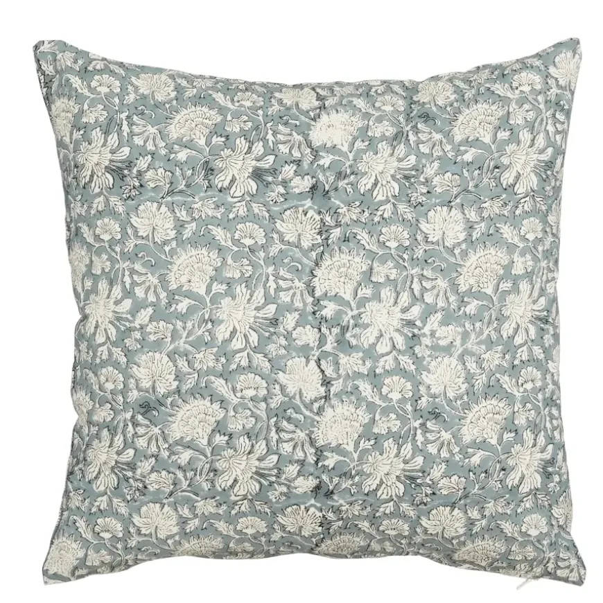 Sierkussen bloemen blauw - l45xb45xh10cm