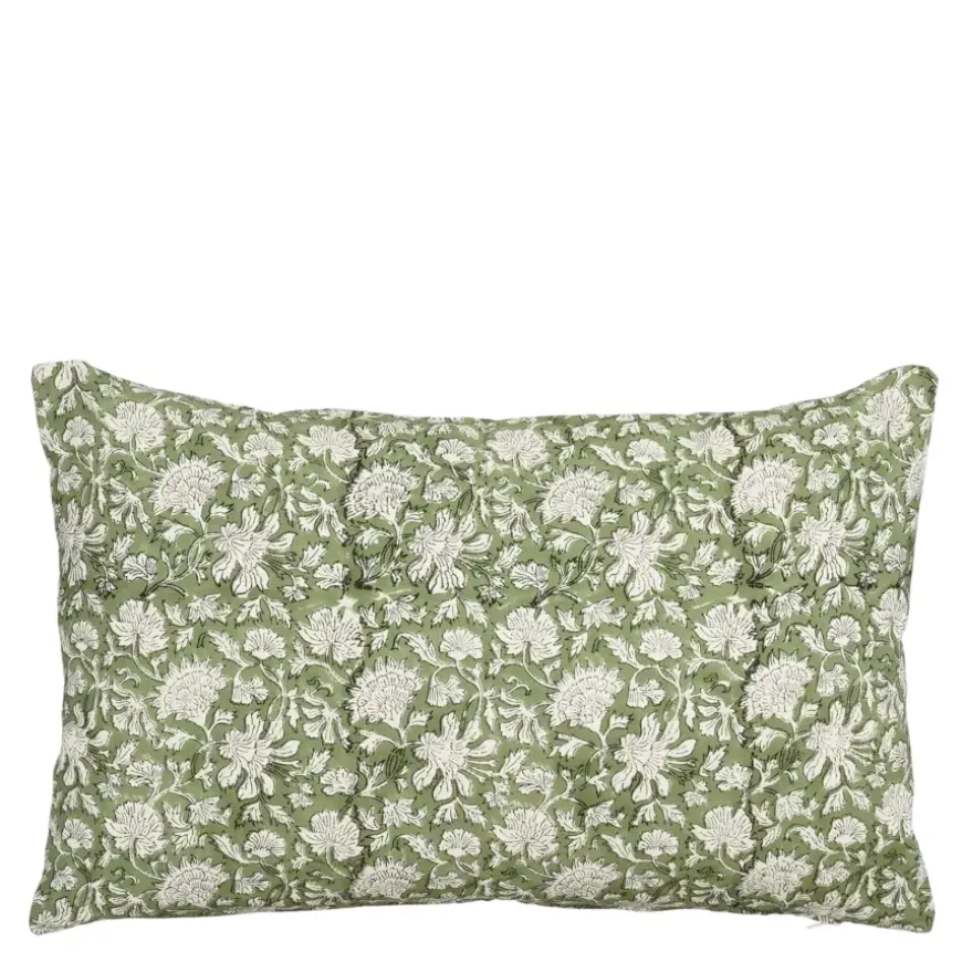 Sierkussen bloemen groen - l55xb35xh10cm