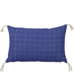 Sierkussen ruit blauw - l55xb35xh10cm