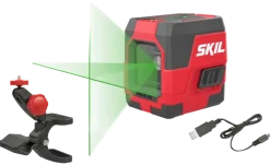 Kruislijnlasers|Waterpassen > SKIL kruislijnlaser groen 20m 1912AA Li-ion accu - incl. USB lader en klem