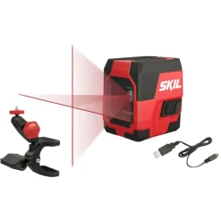 Kruislijnlasers|Waterpassen > SKIL kruislijnlaser 15m 1910AA Li-ion accu – incl. USB lader en klem