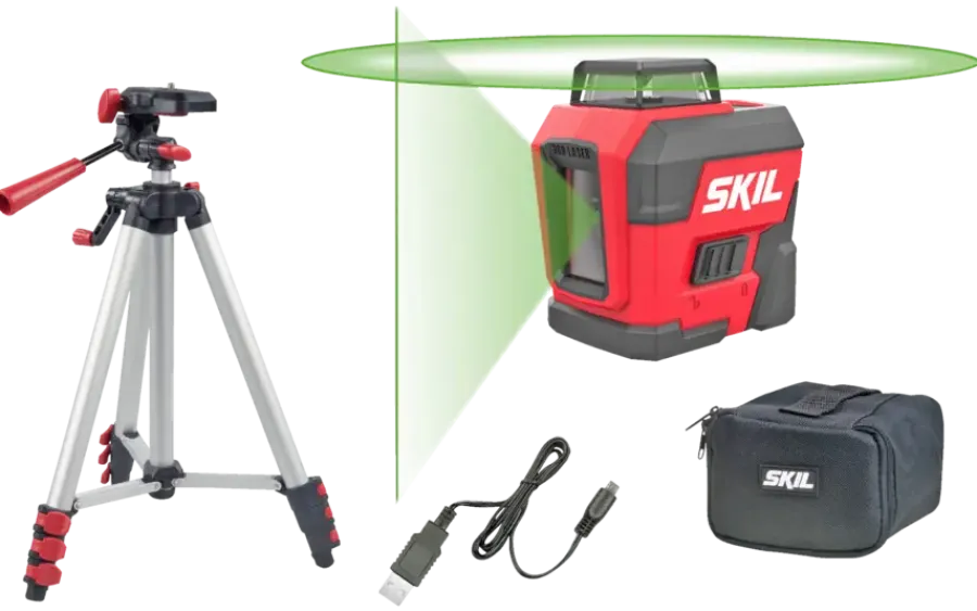 Kruislijnlasers|Waterpassen > SKIL kruislijnlaser / rotatielaser 360° groen 30m 1961DA Li-ion – incl. USB oplaadkabel en statief