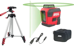 Kruislijnlasers|Waterpassen > SKIL kruislijnlaser / rotatielaser 360° groen 30m 1961DA Li-ion – incl. USB oplaadkabel en statief
