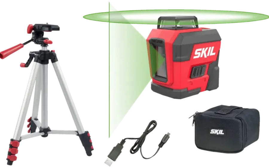 Kruislijnlasers|Waterpassen > SKIL kruislijnlaser / rotatielaser 360° groen 30m 1961DA Li-ion – incl. USB oplaadkabel en statief