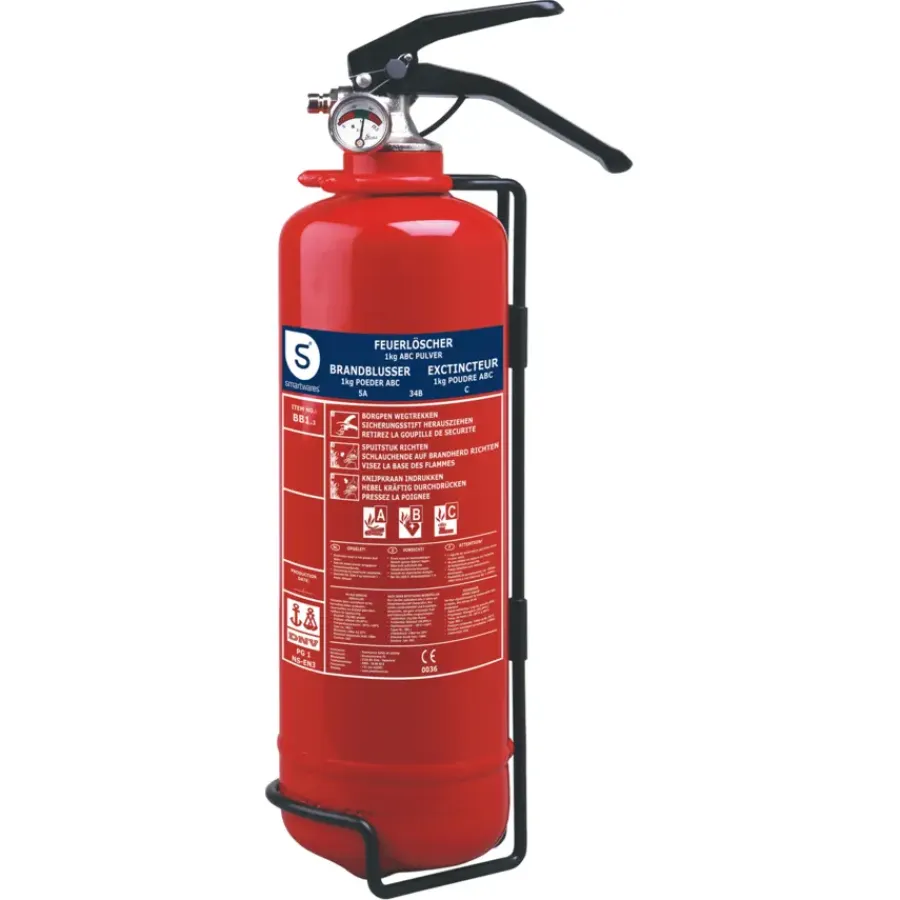 Brandblussers > Smartwares Brandblusser BB1 Poeder 1 kg Brandklasse ABC Inclusief Ophangbeugel