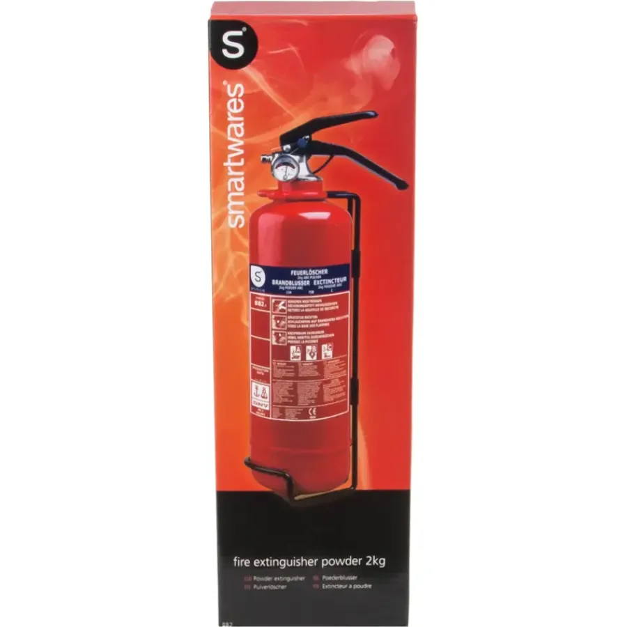 Brandblussers > Smartwares Brandblusser BB2 Poeder 2 kg Brandklasse ABC Inclusief Ophangbeugel