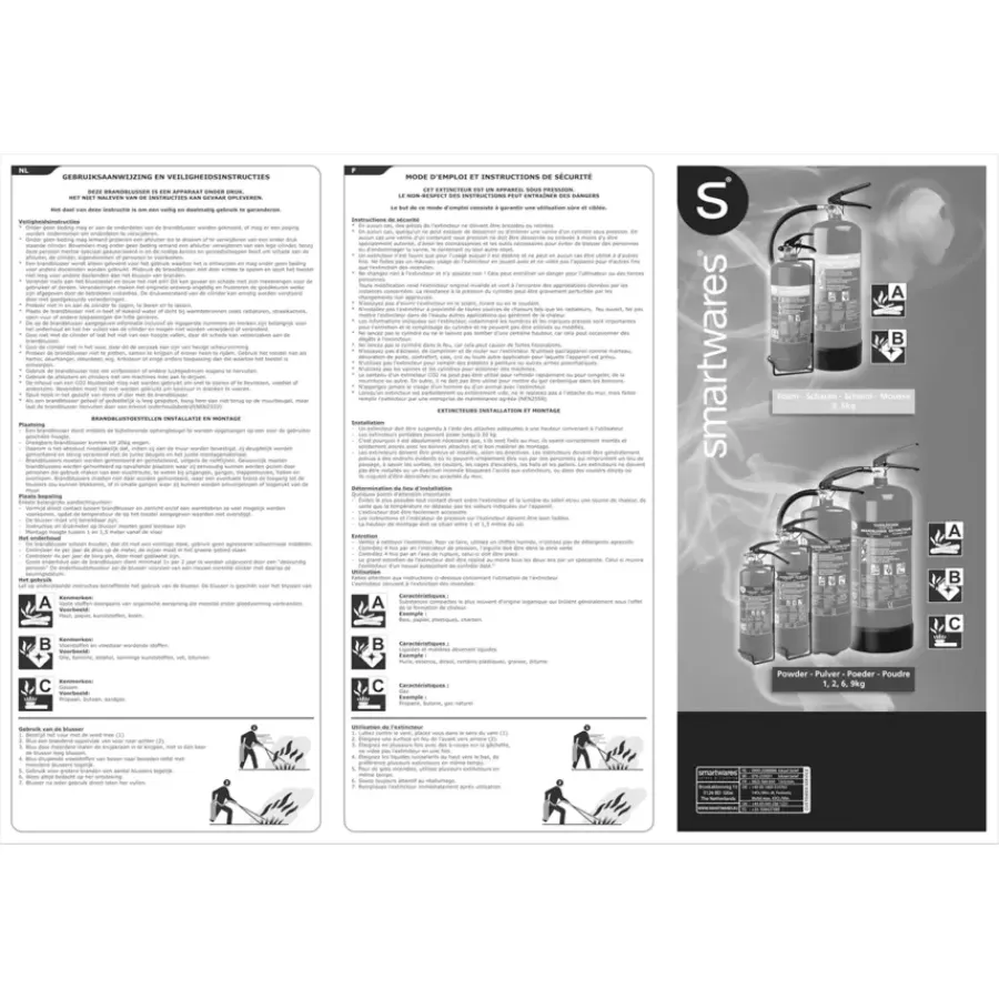Brandblussers > Smartwares Brandblusser BB2 Poeder 2 kg Brandklasse ABC Inclusief Ophangbeugel