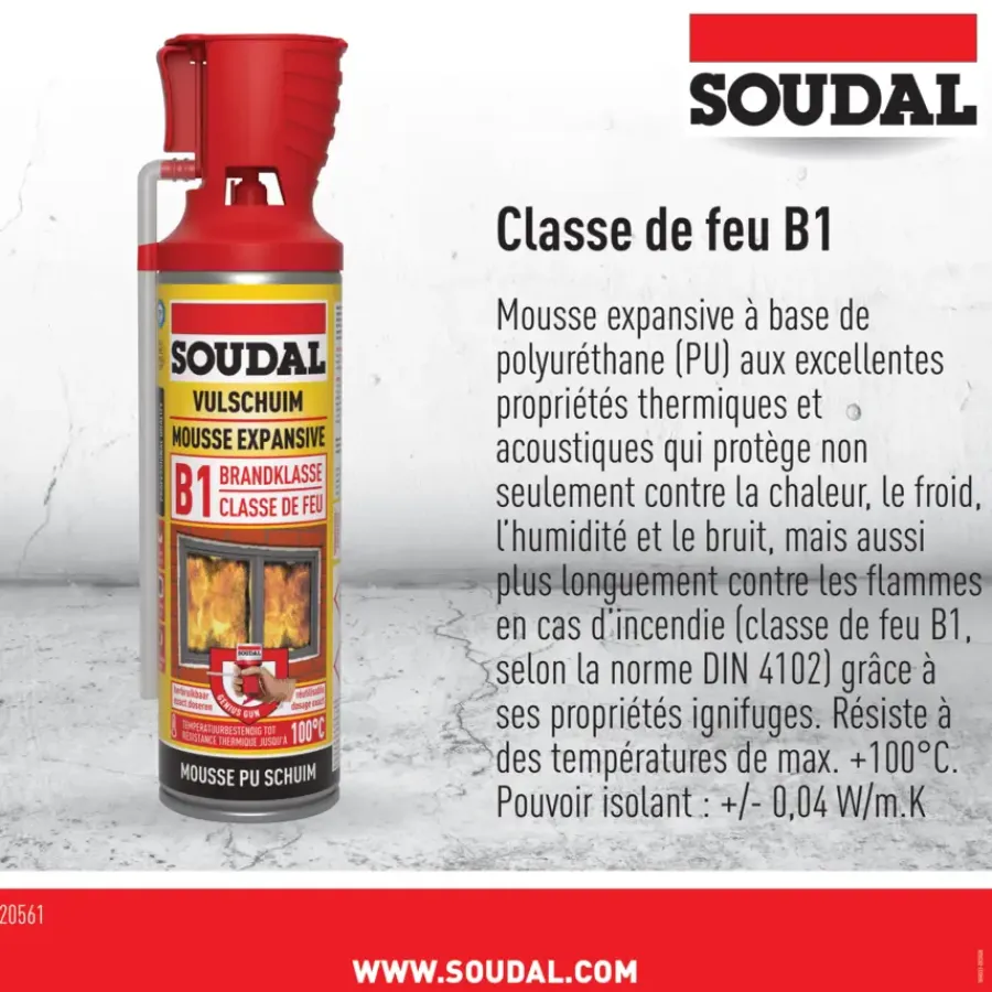 Isolatieschuim > Soudal brandvertragende pur bouwschuim 500 ml